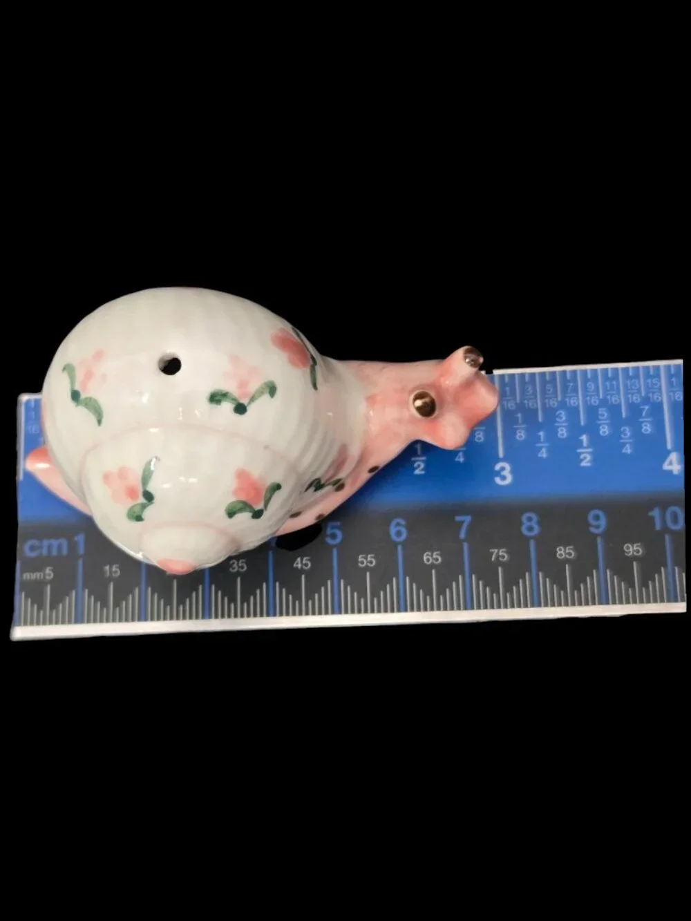Vintage Snail Salt Pepper Shaker Set Pink Green Dots Floral Kitsch Whimsical